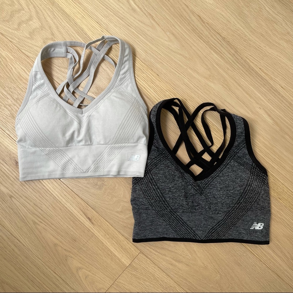 New Balance Light Gray and Dark Gray Strappy Sports Bras - Pack of 2